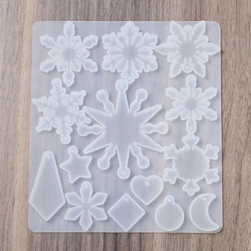 1PC Snowflake Pendant Silicone Molds Christmas Resin Epoxy Casting Molds for Earring Necklace Keychain Charms Pendants Jewelry Making DIY Gem Cabochon Craft Supplies White 131x117x4.5mm - color: White-25