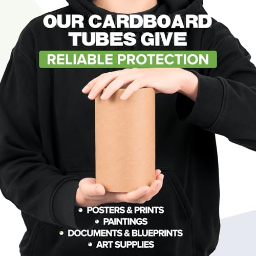 4" x 6" Reinforced Kraft Paper Mailing Tube, Pack of 6 Tubes with 12 Caps – Secure USPS Approved Poster Tube – Made in USA Cardboard Tube for Shipping and Storing Posters, Prints, Artwork - size: 4" x 6", style: Standard Duty