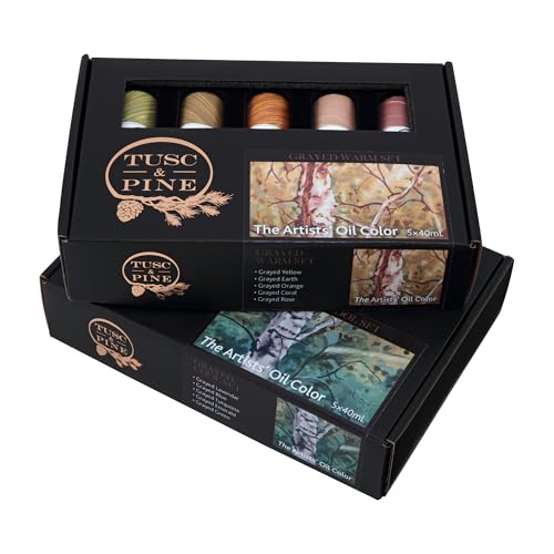 Tusc & Pine Artist Oil Paint - 40 ml Set of 10 - Warm and Cool Grayed- Non-Yellowing, Rich & Creamy Consistency, Maximum Pigment Load, Small Batch Milled Oil Paints Developed for Professional Artists - color: Warm and Cool Grayed, size: 13.5 Fl Oz (Pack o