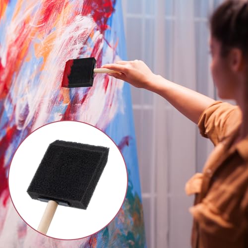 SmallCat 5 PCS Foam Paint Brushes, 2.97 Inch Foam Sponge Brushes for Varnishes, Reusable Sponge Brushes with Wood Handles for Painting, Staining, and DIY Crafts - Black - size: 3"