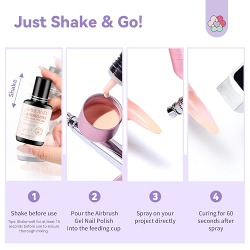 SAVILAND Airbrush Gel Nail Polish Dilution Free: Light Nude Airbrush Paint for Nails Hema & Acetone Free Non Toxic No Clogging for Creating Ombre Nails Aura Nails Design Salon 20 ml - color: Light Nude