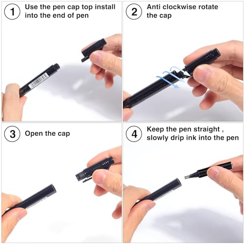 SAYEEC Calligraphy Brush Pens, Refillable Hand Lettering Pen, Black Ink Calligraphy Brush Markers Set for Writing Journaling Sketching Art Drawing Illustration Scrapbooking (4 Size, 6 Pack)