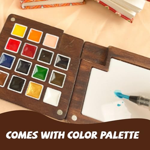 Watercolor Paint Set, Pocket Artist Set with Palette, Storage Bag, and Metal Clip, Suitable for art enthusiasts(B) - color: B