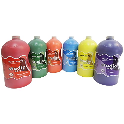 Mont Marte Discovery School Acrylic, 1/2 Gallon (2 Liter). Ideal for Students and Artists. Excellent Coverage and Fast Drying. Pump Lid Included. (Medium Yellow) - color: Medium Yellow