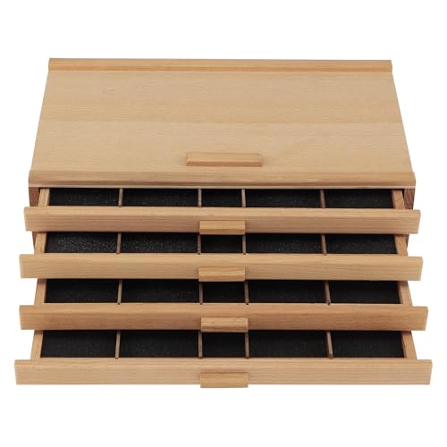 Cezanne Creative Mark Pastel Storage Box, 4-Drawer Wooden Art & Craft Supplies Organizer, Birch Wood, Brown - size: 4 Drawer