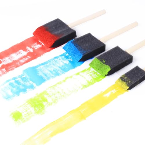 8 Pcs Assorted Size Foam Paint Brushes Wooden Handle Sponge Paint Brushes Touch up Sponges Craft Staining Brushes Painting Applicator Brush Acrylic Painting Sponges for Varnishes Glue