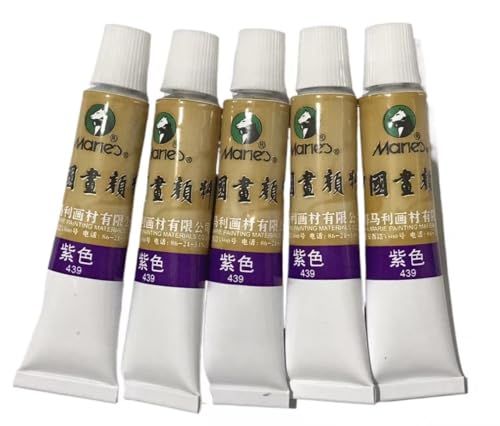 Easyou Marie's Chinese Painting Color Tubes Watercolor Set 5ml*12colors (Marie 12mlx5pcs 439 Purple) - color: Marie 12mlx5pcs 439 Purple