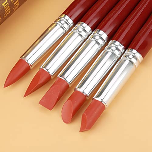 5Pcs Silicone Tip Clay Carving Tools, Pottery Sculpting Kit for Ceramics Shaping, Detail Modeling Tool Set with Smooth Handle for Precision Control
