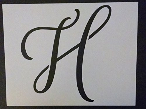 Reusable Sturdy Stencil Large Big Script Cursive Letter H 11" x 8.5" Cut Stencil Sheet (not Paper) Arts and Crafts Material Scrapbooking for Airbrush Painting Drawing