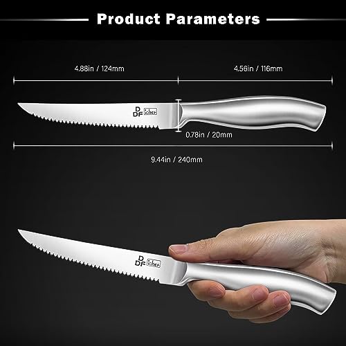 DDF iohEF Steak Knife Set, 6 Piece Steak Knife, High Carbon Japanese Stainless Steel Serrated Steak Knives - color: 6PCS Steak Knives