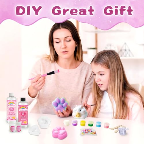 HOOLYUK Taba Toy Squishy Kit, DIY Squishy Making Kit 1:1 AB Liquid Silicone, FuFu Squishy Kit with Mold - Stress Relief Entertainment Gifts for Any Occasion