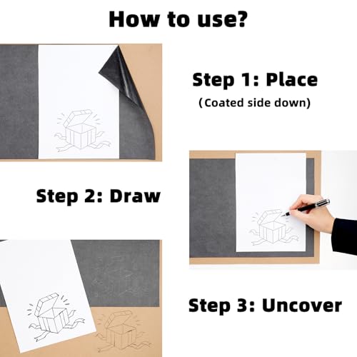 Hukiwow 150 Sheets Carbon Paper for Tracing on Wood,Graphite Transfer Paper for Drawing Tracing on Canvas Fabric,Black 8.27 x 11.69 Inches(A4)