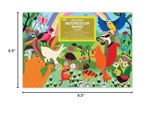 eeBoo: Woodland Rainbow Watercolor Pad - 16 Sheets, 200 GSM/90 LB Paper, 9.5 x 6.5, Natural pH & Chlorine-Free, Painting Art Supplies, Kids Ages 3+ - style: Woodland Rainbow