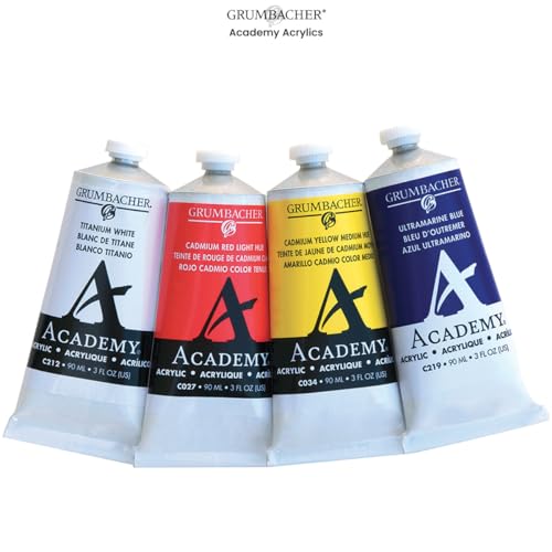 Grumbacher Academy Professional Acrylic Paint Set of 3 90ml Pastel Colors - Metal Tubes - Heavy Body Professional Grade Artist Paint with Genuine and Pure Pigments - ASTM Lightfast Colors