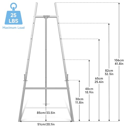 Easel Stand for Sign, Heavy Duty Metal Display Easel with Adjustable Chain, 4-Tier Height Art Easel for Painting, Wedding Sign, Posters & Commercial Display (Silver) - color: Silver
