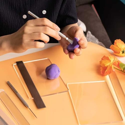 Clay Art Tools Set. 13Pcs Polymer Clay Tools Kit, Acrylic Roller Clay Rolling Pin, Stainless Steel Clay Sheets, Texture Needle & Ball Stylus Dotting Tools