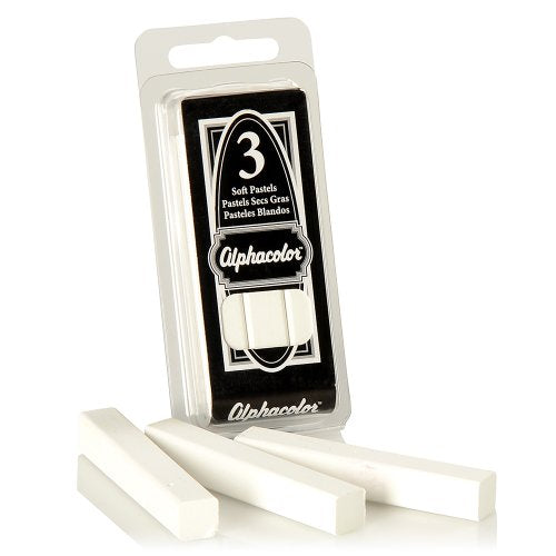 Derwent Alphacolor Round Soft Pastels, White, 3 Pastels per Pack (105W)