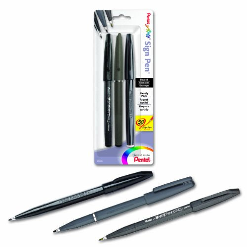 Pentel Arts Sign Pen Assorted Styles 3-PK