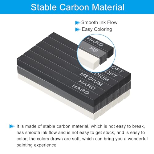 PATIKIL Compressed Charcoal Sticks Set, 3 Type Art Supplies Sketch Square Stick for Artist Drawing Sketching Shading Painting, Black White