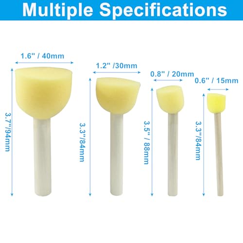 20 Pcs Round Sponge Brush Paint Set 4 Assorted Sizes Foam Sponge Wood Handle Paint Brush Set for Painting Crafts, DIY Painting Tools(4 Sizes) - style: 5 * 4Sizes
