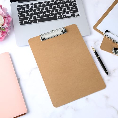 Wood Clipboards Set of 2, Letter Size Hardboard Clip Board 8.5x11 | A4 Standard Size 9" x 12.5" for Classroom, Students, Office & School Supply