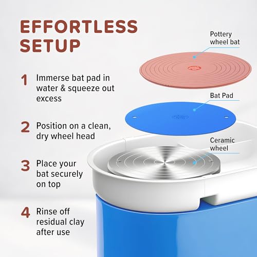 Pottery Head Bat Mate - 12" Universal Pad for Pottery Bats for Better Stability - Anti-Slip Mat with Pin Holes for Pottery Wheel Bats - Ceramic & Pottery Tools for Trimming - Clay Sculpting Tools