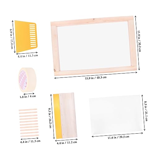 LALAFINA Screen Printing Kit Starter Tools Stick Film Tape Frame Squeegee Shirt and Bag Printing