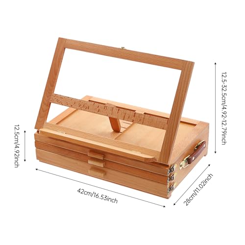 Adjustable Tabletop Easel with Storage Drawers, Beech Wood Desktop Sketch Box for Painting & Drawing, Portable Art Stand Holds Paints, Brushes, Markers for Artists, Students, Beginners