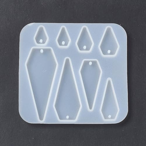 1PC Diamond Patter Pendant Silicone Molds Resin Epoxy Casting Molds for Earring Necklace Keychain Charms Pendants Jewelry Making DIY Gem Cabochon Craft Supplies White 71x75x5mm - color: White-21