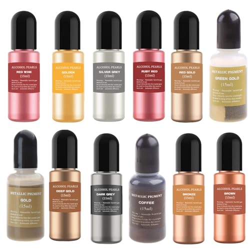 Metallic 12 Color Concentrated Extreme Alcohol-Based Inks for Epoxy Resin Acrylic Pouring Paint