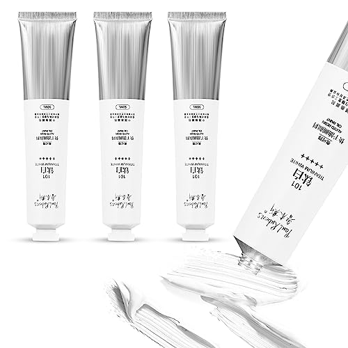 Paul Rubens Titanium White Oil Paint, 3 * 50ml Oil Colors with High Saturation, Large Capacity Tubes, Faster Drying Time with Creamy Texture and Consistency for Artists, Students, Beginners - color: White