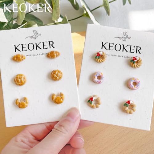 KEOKER Dessert & Bread Polymer Clay Molds & Charcuterie Boards Clay Cutters, Clay Silicone Molds, 6 Shapes Polymer Clay Cutters, 12pcs Earring Molds for Polymer Clay, Polymer Clay Molds for Jewelry - color: B Color