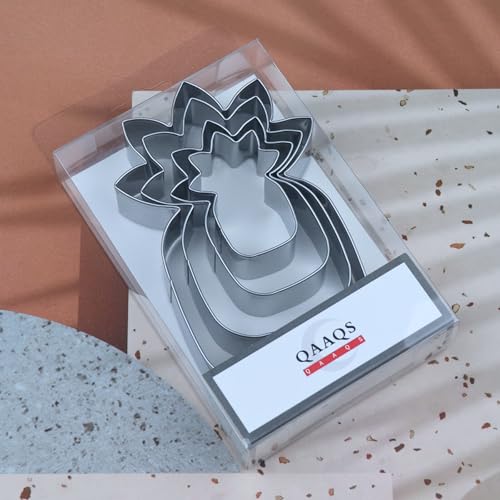 Pineapple Cookie Cutter Set - 5 inch, 4 inch, 3 inch, 2 inch - 4 Piece Fruit Cookie Cutters Shapes Biscuit Fondant Clay Molds - Stainless Steel