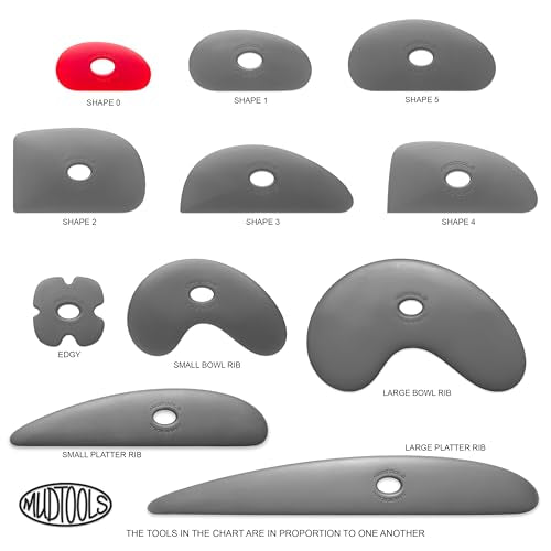 Mudtools Pottery Ribs – Shape 0 Polymer Rib (Red Very Soft), Small Kidney-Shaped Clay Shaping Tool for Clay & Ceramics (R0) - color: Red