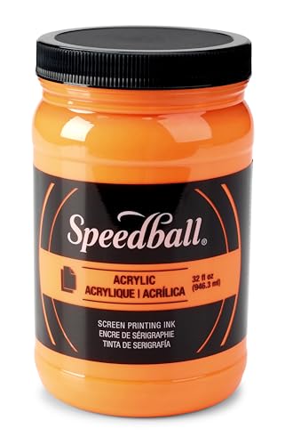 Speedball 046415 Acrylic Screen Printing Ink 946ml, 32 Fl. oz, Fluorescent Orange - color: Flourescent Orange