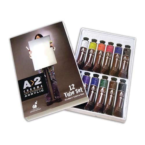 Chroma Art Student's A2 Acrylics - Set of 12 Colors - 20 ml Tubes