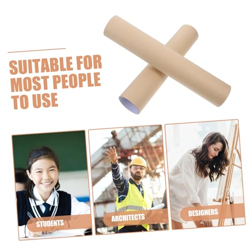 SOLUSTRE Japanese Scroll Holder Kraft Paper Cylinder Mailing Tube for Paintings and Calligraphy - color: Khaki