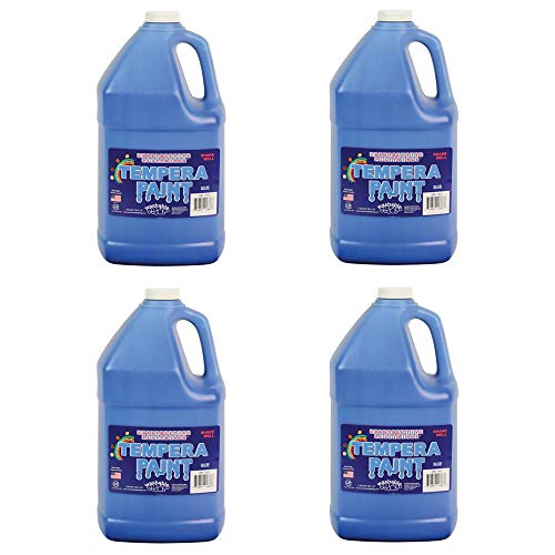 Constructive Playthings Washable Tempera Paint for Kids, Classroom Painting Supplies, Set of 4 Gallons, Blue - color: Blue, size: 128 Fl Oz (Pack of 4)