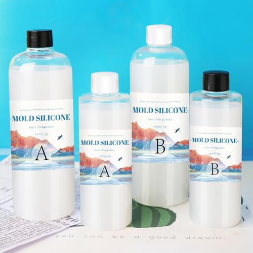 Silicone Mold Kit - Professional Silicone Mold Maker Liquid Kit, 1:1 Mixing Ratio Translucent Clear Rubber, DIY Resin Casting Material, 3D Candle Soap Wax Mould | for Artists Crafters Hobbyists - color: 200g set (A, B each 100g) mold silicone (hardness 15