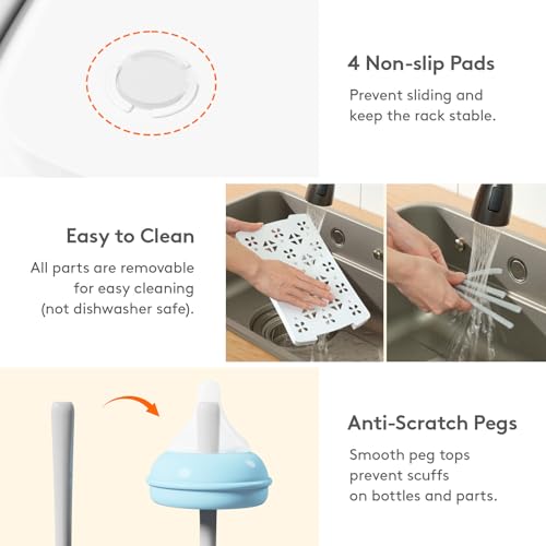 Lifewit Baby Bottle Drying Rack with Tray, Portable Bottle Drying Tree for Home & Travel, Space Saving Dryer Holder for Nipples, Pump Parts, Pacifiers Storage, Newborn Essentials, BPA Free