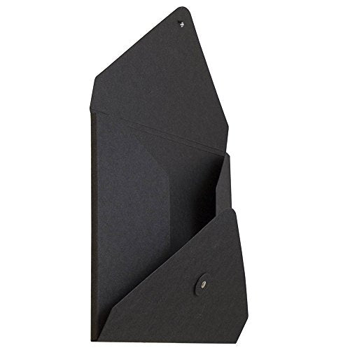 JAM PAPER Kraft Portfolio with Button and String Tie - Medium - 9 1/2 x 12 x 1/4 - Black Recycled - Sold Individually - color: Black Recycled, size: Medium (9 1/2" x 12" x 1/4")