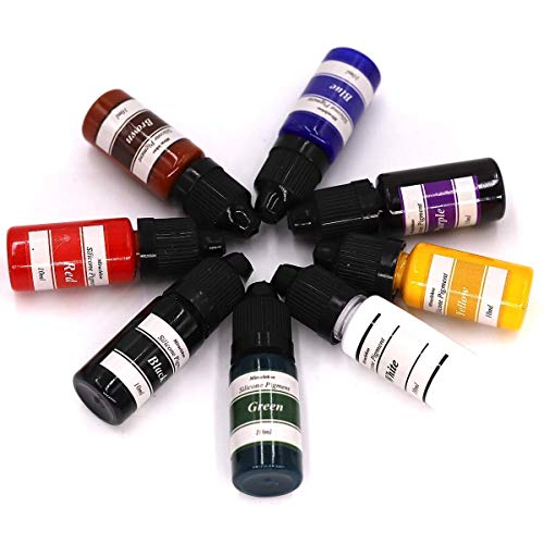 Miraclekoo Silicone Mold Making Kit 21.16oz and Miraclekoo 8 Colors Silicone Rubber Pigment Bundle