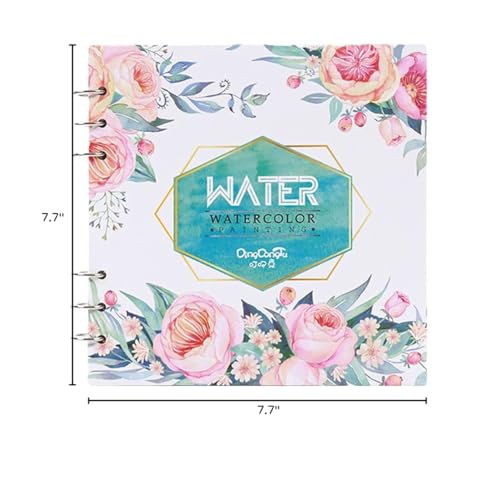 Watercolor Sketchbook - Watercolor Paper Sketch Book | Cold Press | 7.7 x 7.7 in, 20 Sheets, 140lb (300gsm) Heavyweight Paper | Loose-Leaf Binding, Lay Flat Water Journal, for Kids, Amateur - color: Rose