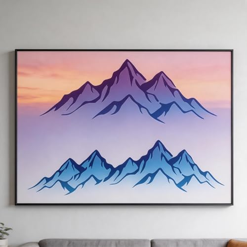 TIAMECH A4 Reusable Minimalist Mountain Stencil for Painting | Snowy Mountain Peak Layering Template, DIY Wall Art, Wood Furniture, Scrapbook & Crafts (8.3x11.7inch) - style: Minimalist Mountain