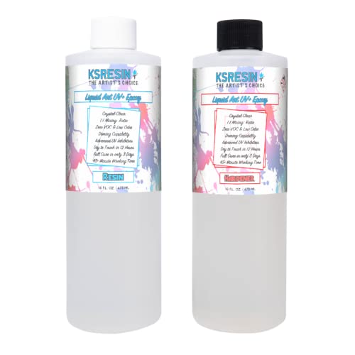 Tumbler Coating Epoxy - Liquid Art UV+ - Best UV Resistance - Clear - Non-Toxic - 32oz Kit (Combined) - size: 32oz Kit (Combined)