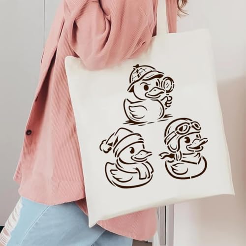 FINGERINSPIRE 6PCS Duck Stencils 5.9x5.9 Inch Cute Little Duck Painting Stencils Fun Cartoon Ducks Drawing Templates with a Brush for Crafts Wall Decor Wood Fabric Furniture Decoration - style: Duck