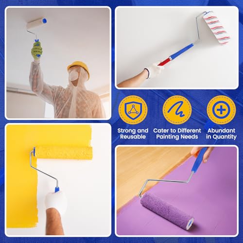 Leumoi 18 Pack 9 Inch Paint Roller Frame 5 Wire Galvanized Roller Handle Brush House Painting Supplies for Wall House Home Repair Tools, Use with 9" Paint Covers (Bule) - color: Bule