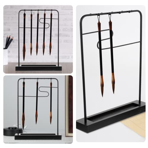 COHEALI Iron Brush Pen Holder 14.56X10.62X2.00In Wrought Calligraphy Brush Rack Home Desk Display Organizer for Writing and Art Supplies