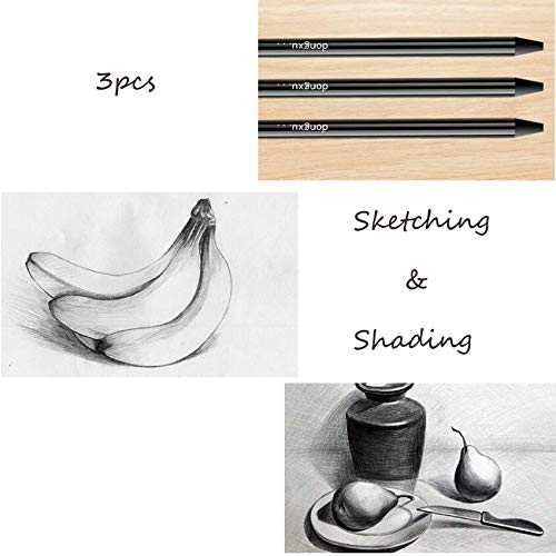 3pcs Woodless Pencil Set - Black Charcoal Pencil Soft Medium Hard for Drawing, Writing, Shading, Sketching, No Wood, Gift for Artist, Hobbyist,Beginner (3pcs Mixed) - color: 3pcs Mixed