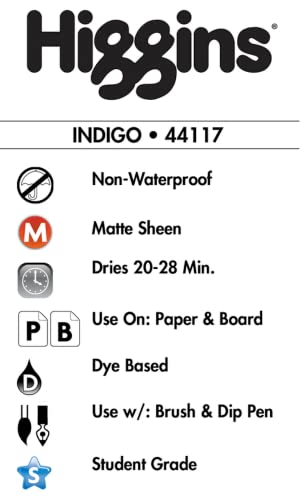 Higgins Dye-Based Drawing Ink, Indigo, 1 Ounce Bottle (44117) - color: Indigo